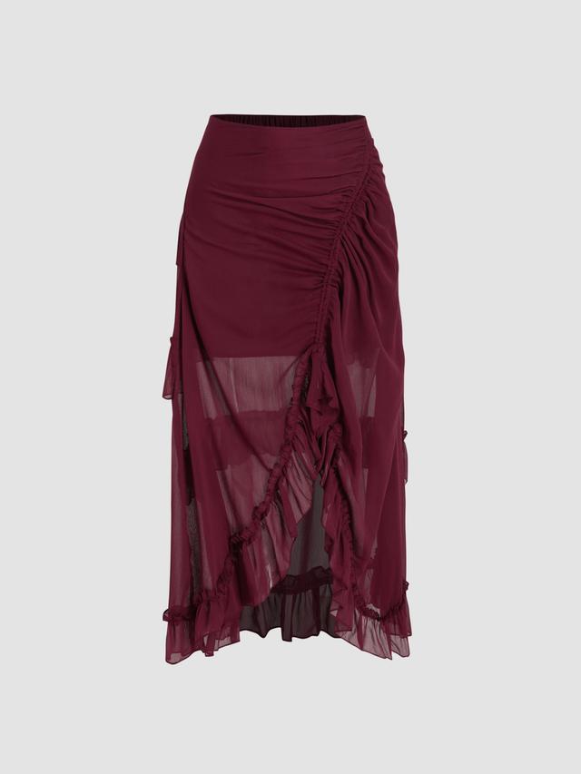 Ruffle Sheer High Waist Maxi Skirt Product Image