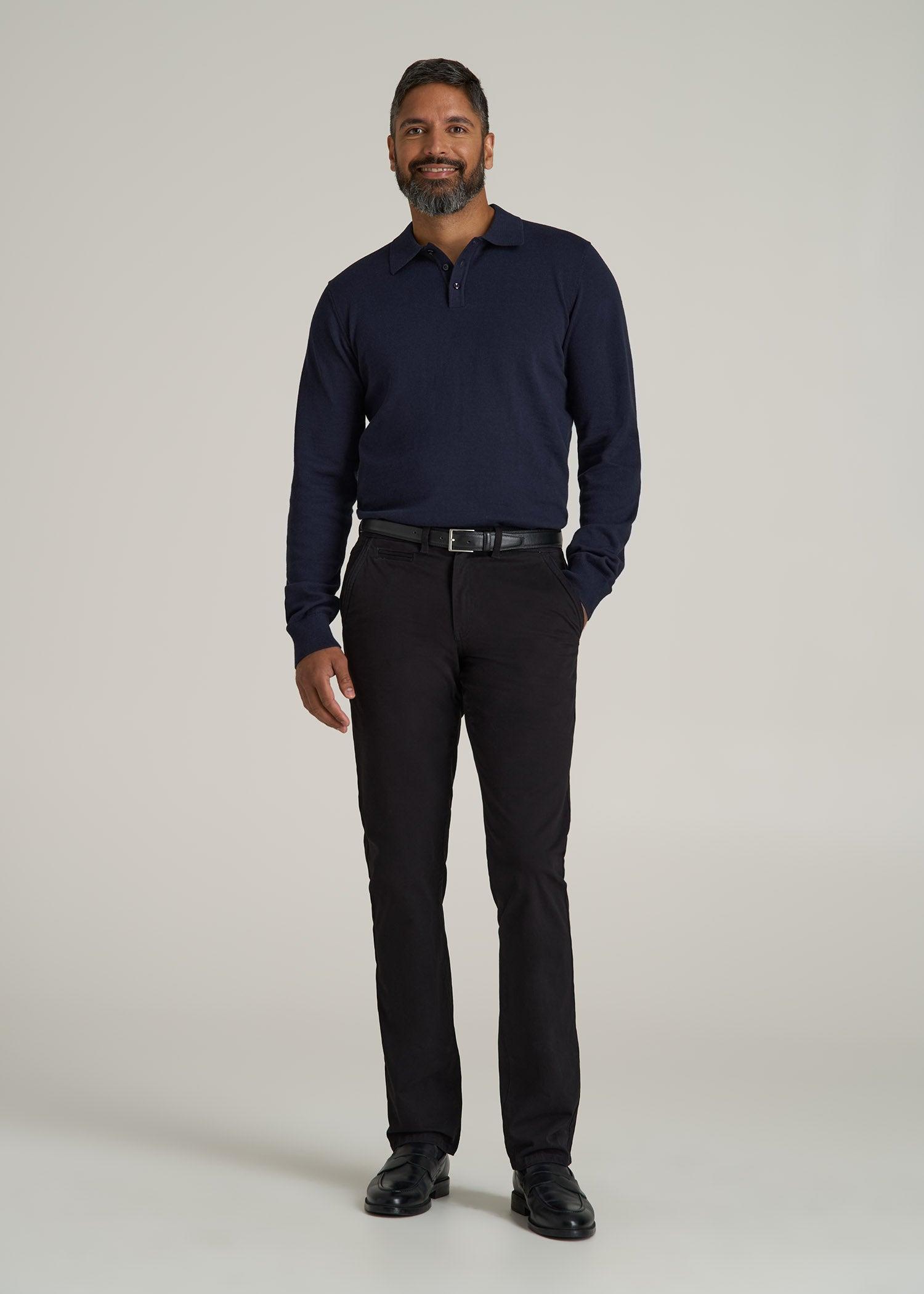 Men’s Tall Polo Sweater in Evening Blue Product Image