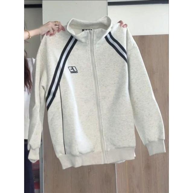 Striped Print Zip-Up Tracksuit Jacket Product Image