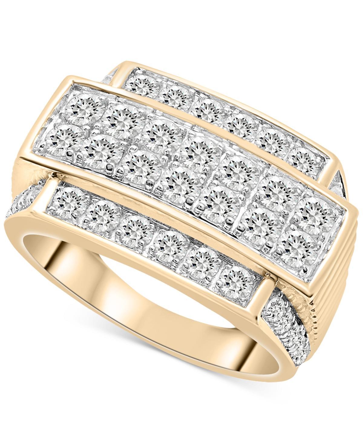 Mens Diamond Multirow Two Level Cluster Ring (2 ct. t.w.) in 10k Gold Product Image