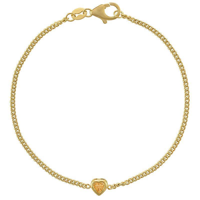 Designs by Gioelli 14k Gold Over Sterling Silver Gemstone Curb Chain Bracelet, Womens, Red Product Image