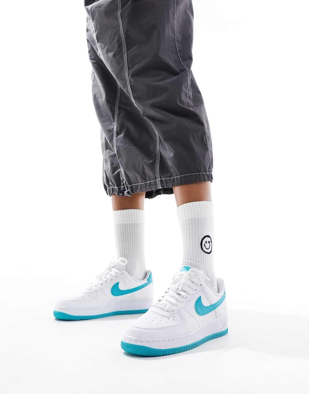 Nike Air Force 1 Sneakers In White And Blue  Product Image