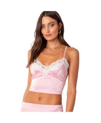 Brandi Lace Trim Satin Tank Top Product Image