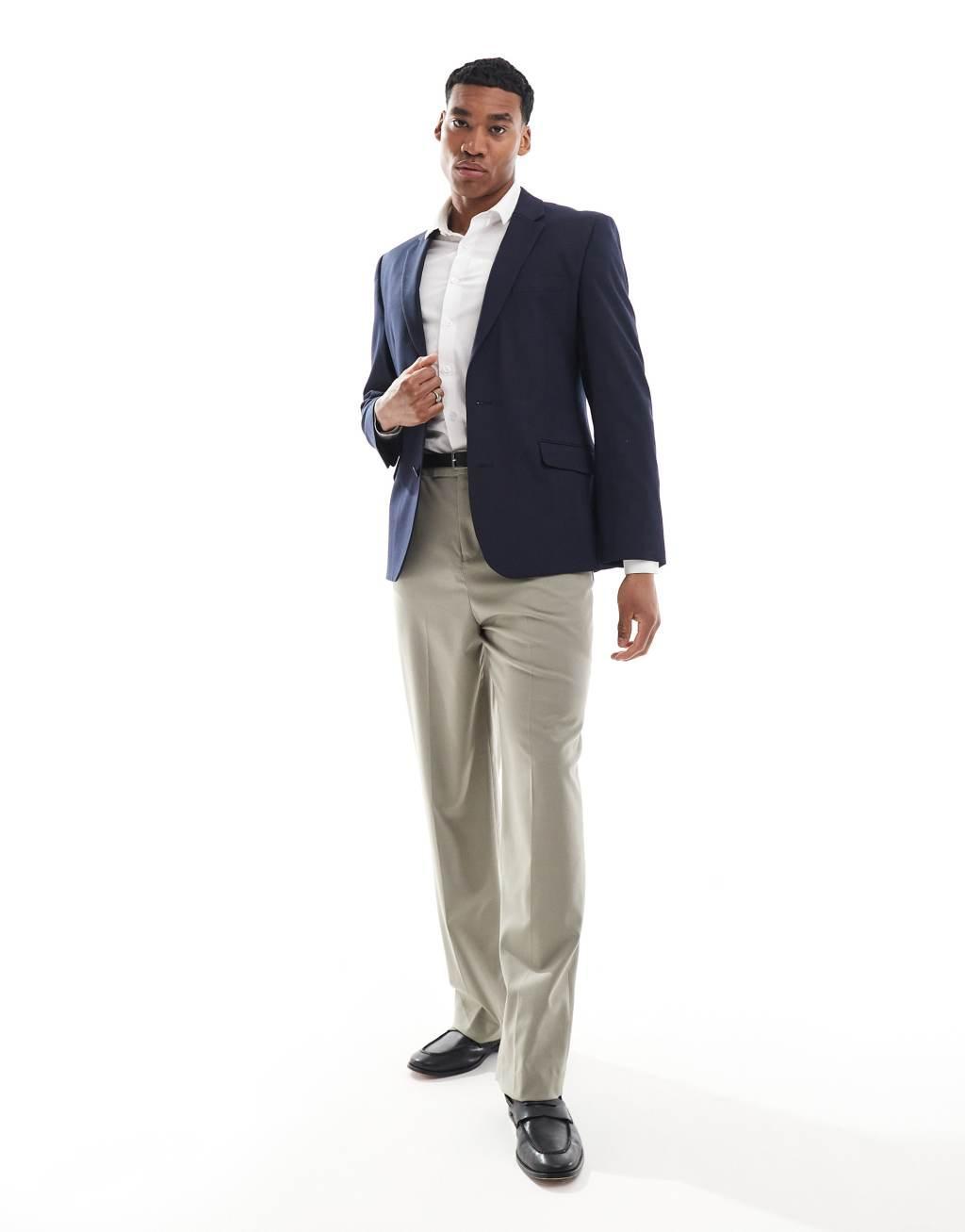 ASOS DESIGN slim suit pants in navy Product Image