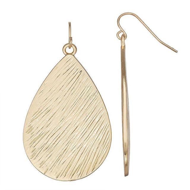 Sonoma Goods For Life Textured Teardrop Drop Earrings, Womens, Gold Tone Product Image