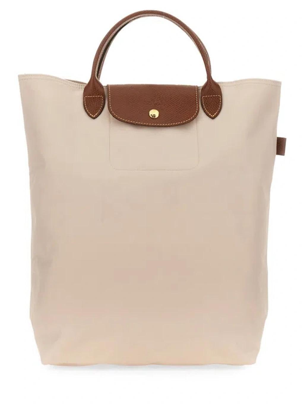 LONGCHAMP Le Pliage Medium Canvas Tote In Beige Product Image