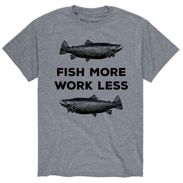 Mens Fish More Work Less Tee Grey Product Image