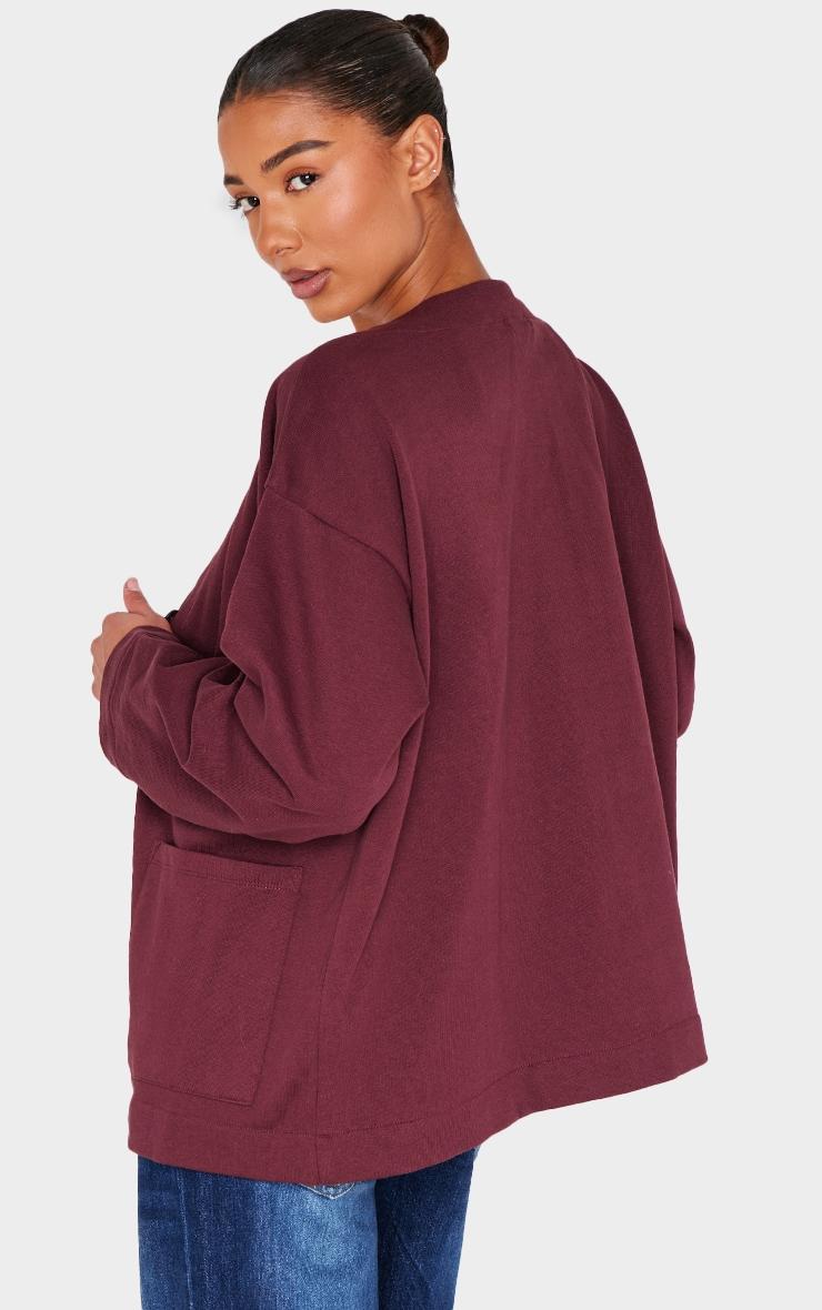 Burgundy Premium Fleeceback Button Front Sweat Cardigan Product Image