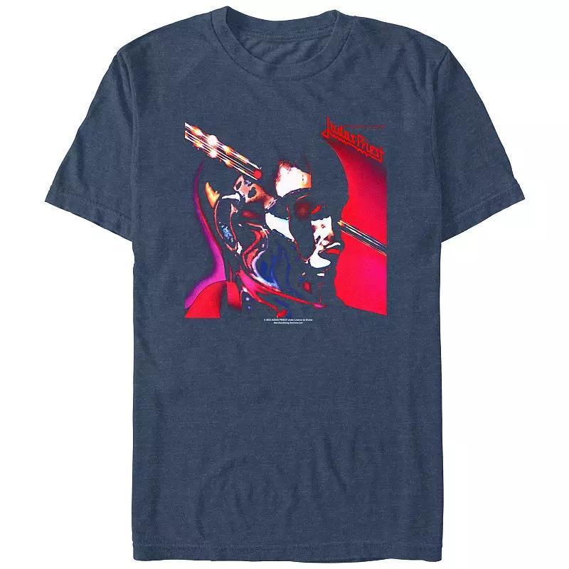 Mens Judas Priest Stained Class Graphic Tee Navy Grey Product Image