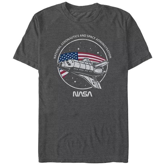 Mens Nasa USA Flag Stamp Graphic Tee Grey Heather Product Image