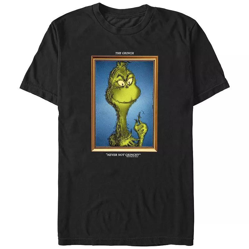 Big & Tall Dr. Seuss Grinch Portrait Never Not Grinchy Graphic Tee, Mens Navy Grey Product Image