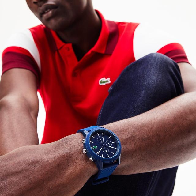 Men's Lacoste.12.12 Chronograph Watch With Blue Silicone Strap Product Image