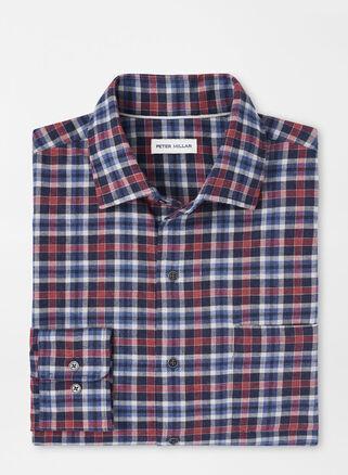 Peter Millar Mens Gander Cotton Sport Shirt | Color: Navy | Size: XL Product Image