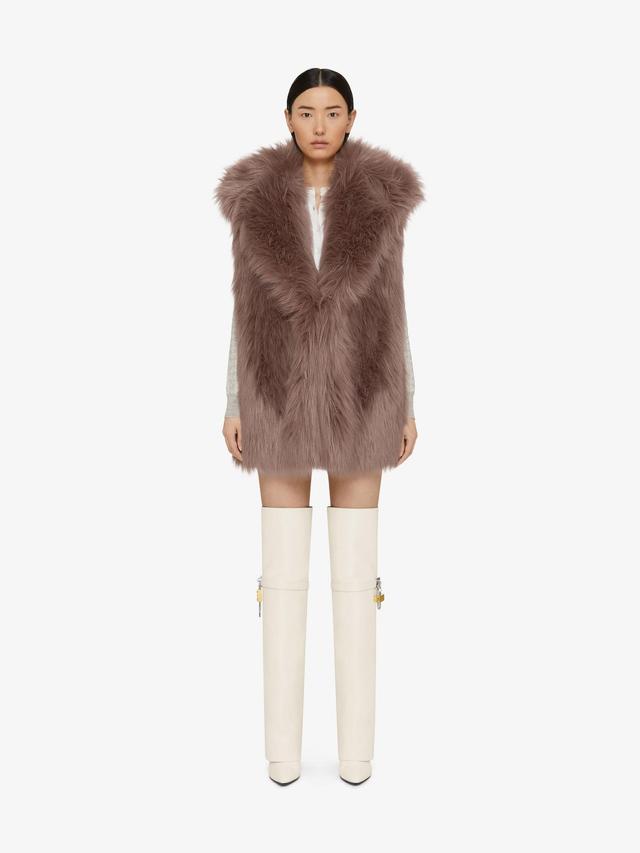 Sleeveless jacket in faux fur and knit Product Image