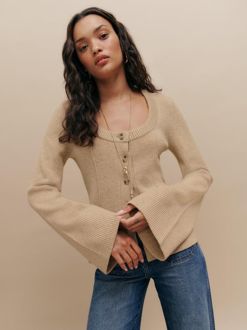 Karina Regenerative Wool Scoop Neck Cardigan Product Image