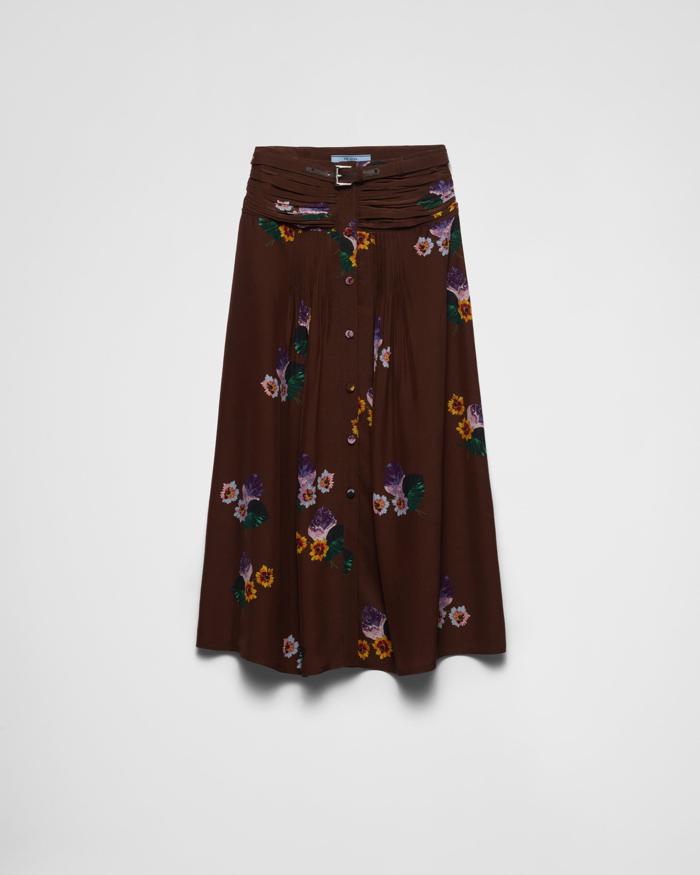 Printed pongee midi-skirt Product Image