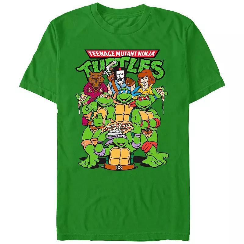 Mens Teenage Mutant Ninja Turtles Pizza Eating Poster Graphic Tee Product Image