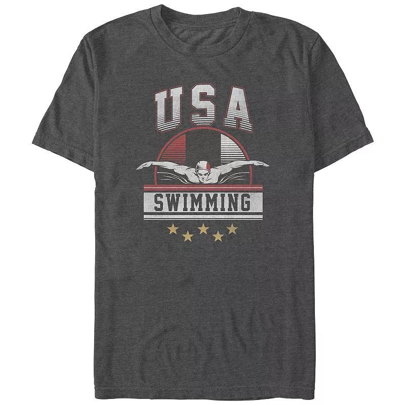 Mens USA Swimming Graphic Tee Grey Heather Product Image