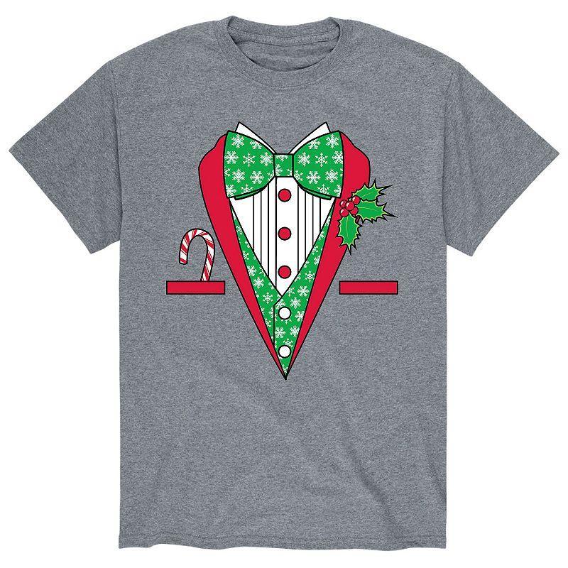 Mens Christmas Tuxedo Tee Athletic Grey Product Image