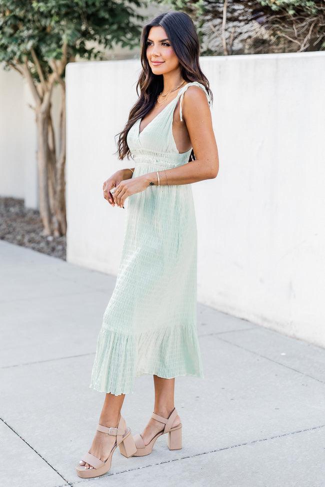 In The Wind Sage V-Neck Midi Dress FINAL SALE Product Image