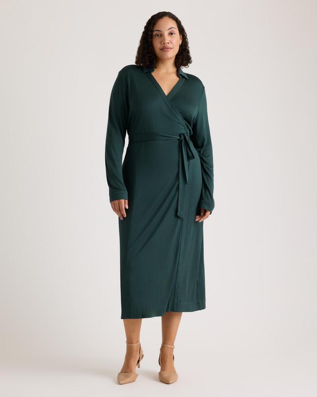 100% Silk Jersey Midi Wrap Dress Product Image