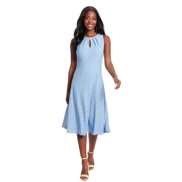 Womens London Times Eyelet Keyhole Neck Midi Dress Product Image