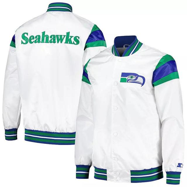 Mens Starter /Royal Seattle Seahawks Vintage Satin Full-Snap Varsity Jacket Product Image