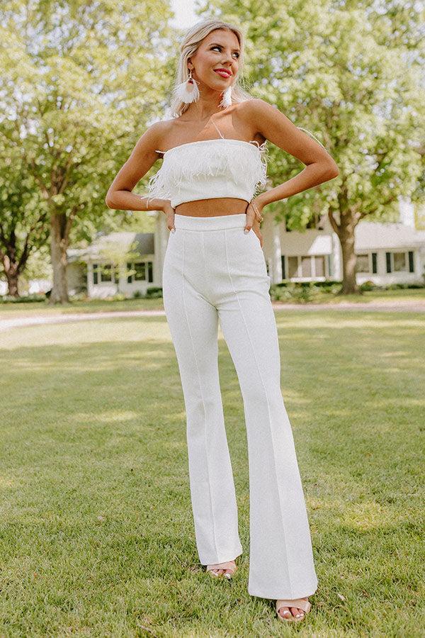 The Rixy Feather Crop Top In Cream Product Image