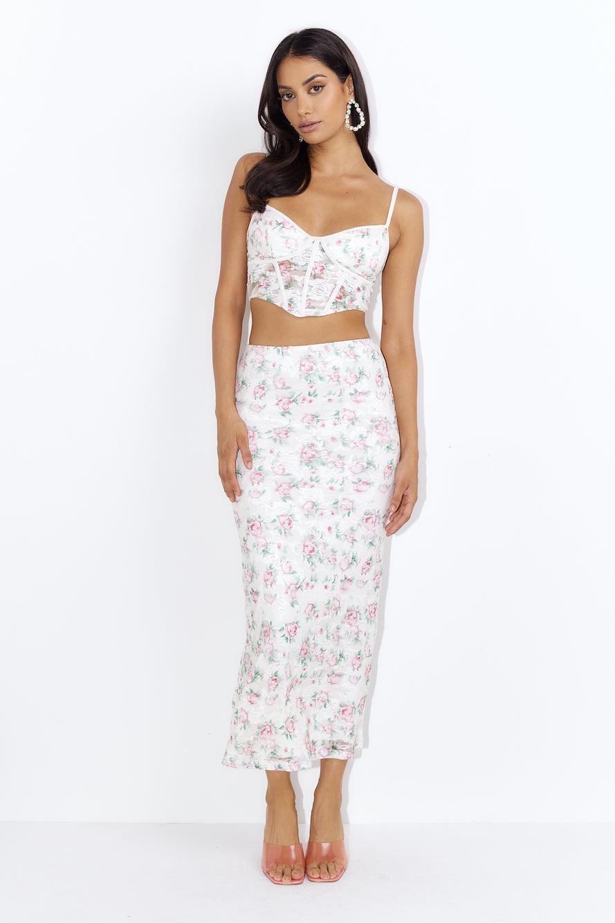 Dainty Touch Lace Maxi Skirt Pink Product Image