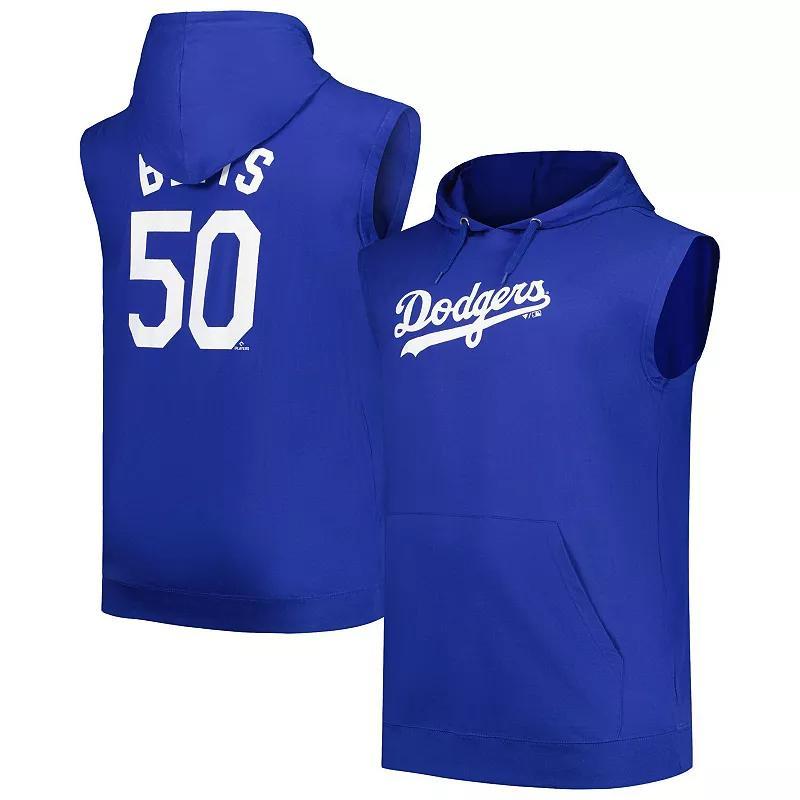 Mens Fanatics Branded Mookie Betts Royal Los Angeles Dodgers Name and Number Muscle Tank Hoodie Product Image