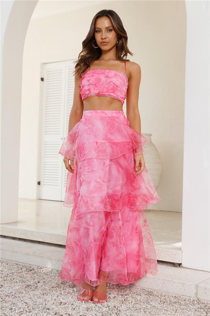 Worthy Of Roses Frill Crop Top Pink Product Image