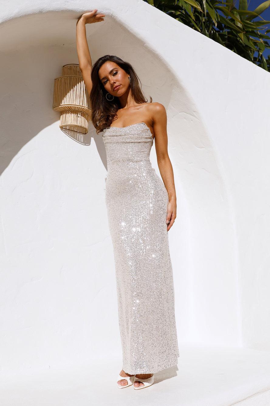 Finest Words Maxi Dress Beige Sequin Product Image