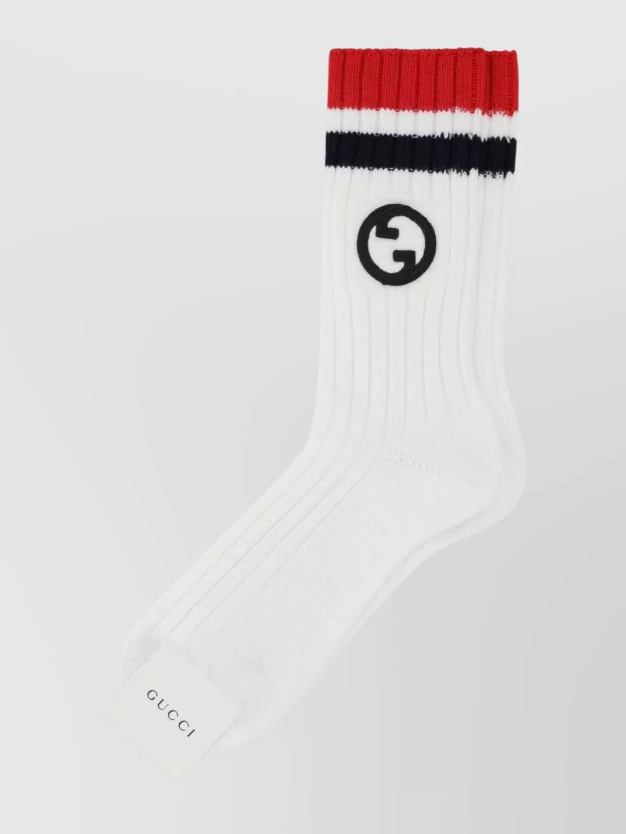 White Stretch Cotton Blend Socks Product Image