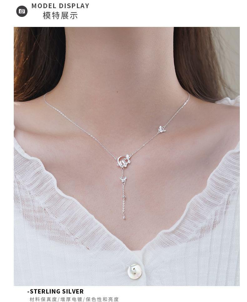 999 Sterling Silver Butterfly Lariat Necklace Product Image