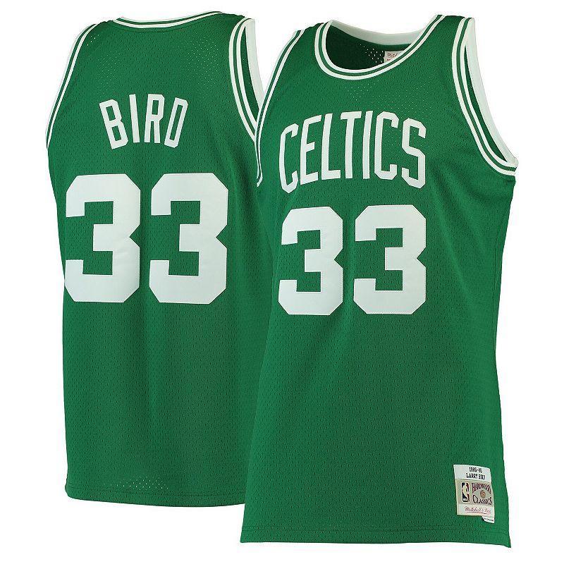 Mens Mitchell & Ness Larry Bird Kelly Boston Celtics Hardwood Classics Swingman Jersey Product Image