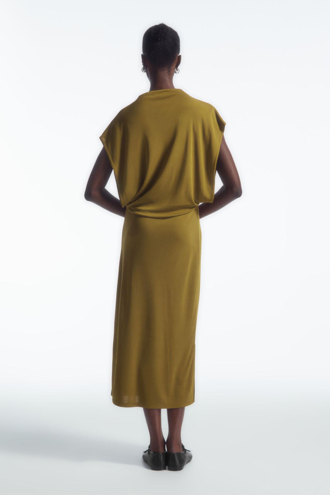 DRAPED COWL-NECK MIDI DRESS Product Image