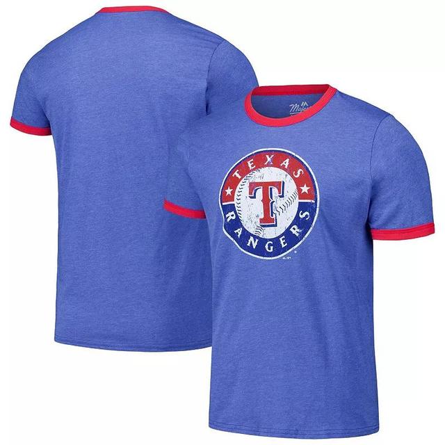 Mens Majestic Threads Royal Texas Rangers Ringer Tri-Blend T-Shirt Product Image