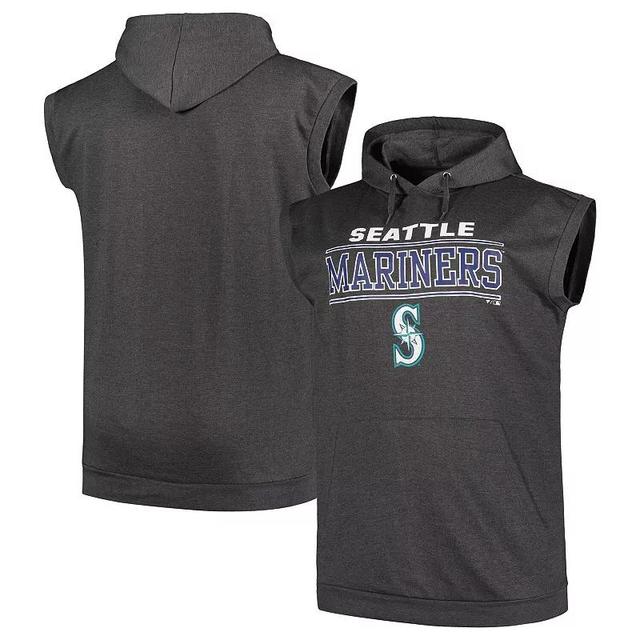 Mens Profile Heather Charcoal Seattle Mariners Big & Tall Muscle Sleeveless Pullover Hoodie Product Image