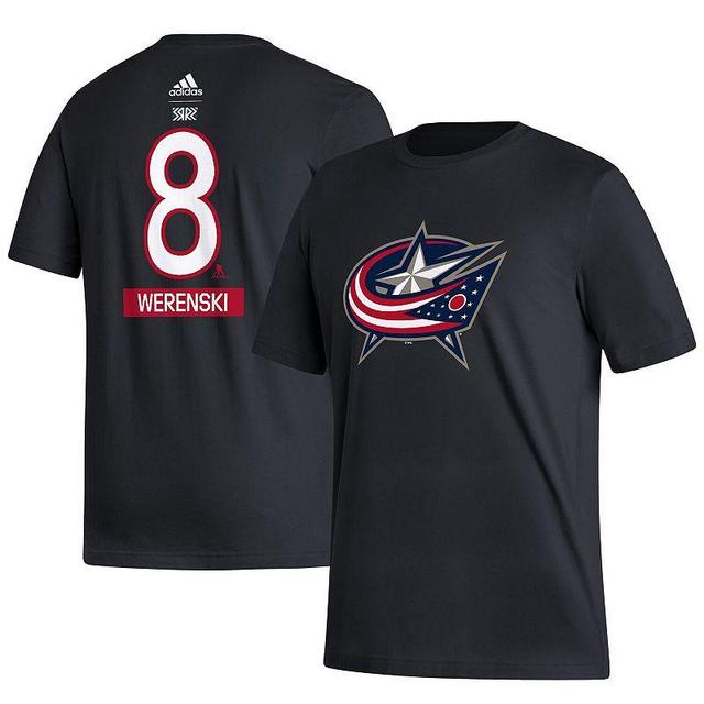 Mens adidas Zach Werenski Black Columbus Blue Jackets Reverse Retro 2.0 Name and Number T-shirt Product Image