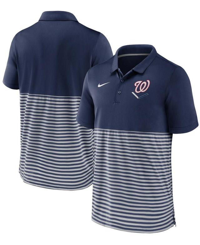 Mens Navy-Gray Washington Nationals Home Plate Striped Polo Product Image