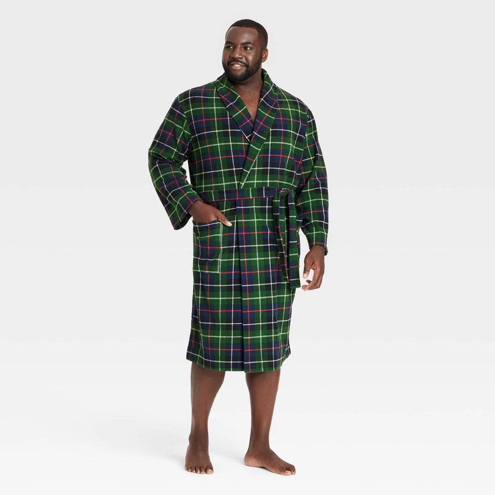 Mens Big & Tall Plaid Microfleece Robe - Goodfellow & Co 2XL/3XL Product Image