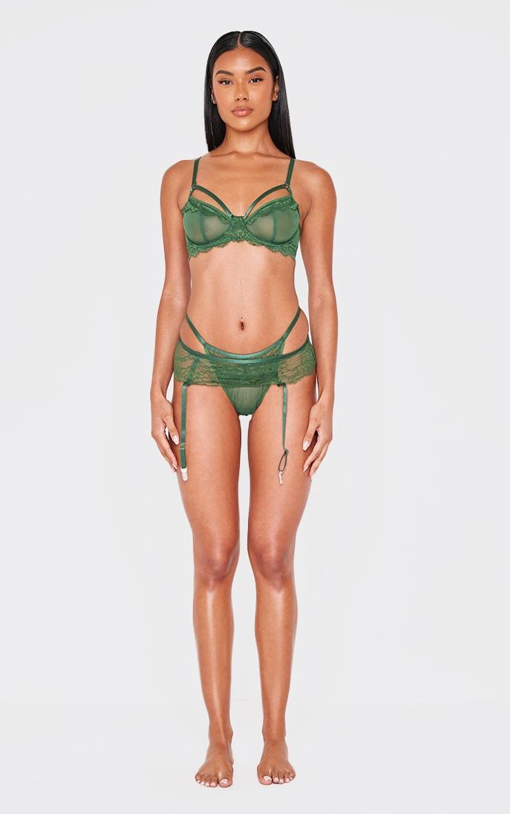 Emerald Green Lace 3 Piece Lingerie Set Product Image