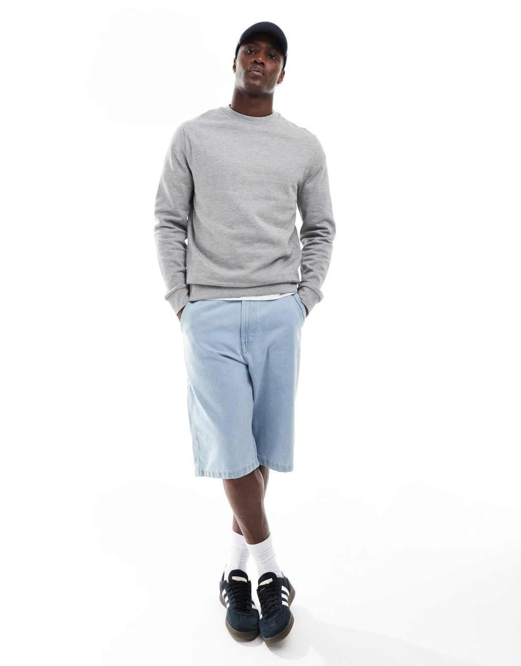 ASOS DESIGN crew neck sweatshirt in gray heather Product Image