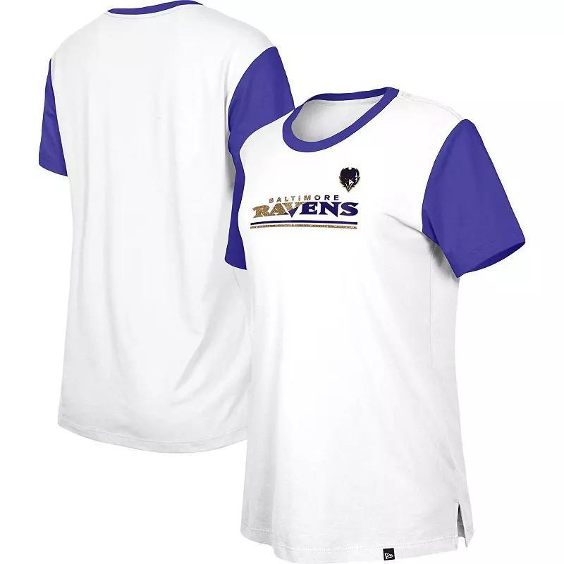 Womens New Era /Purple Baltimore Ravens Third Down Colorblock T-Shirt Product Image