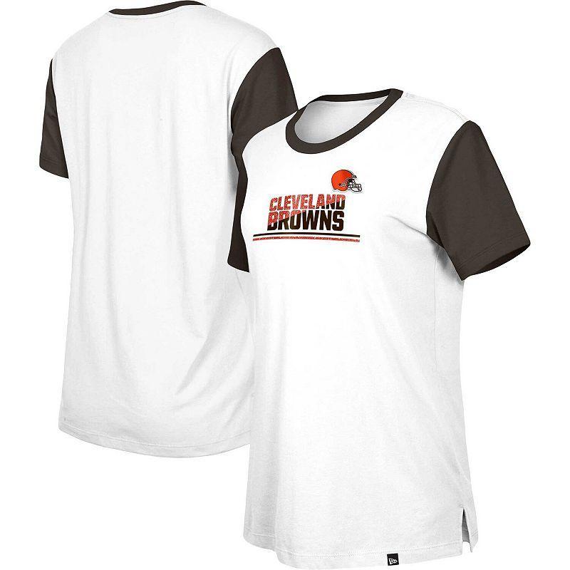 Womens New Era /Brown Cleveland Browns Third Down Colorblock T-Shirt Product Image