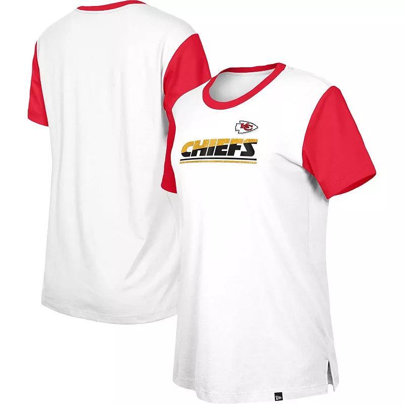 Womens New Era /Red Kansas City Chiefs Third Down Colorblock T-Shirt Product Image