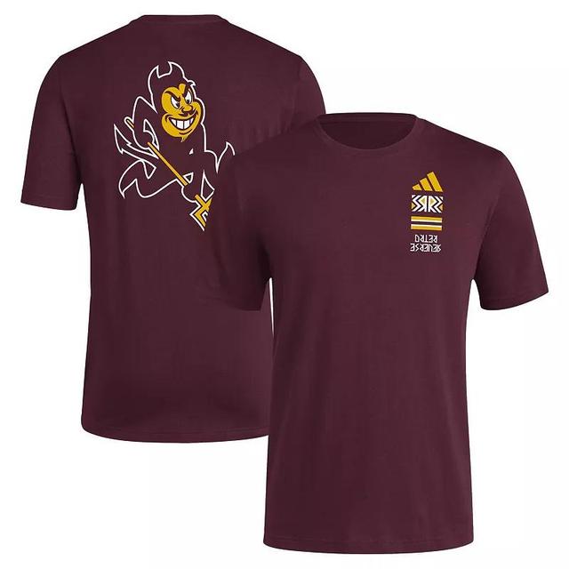 Mens adidas Maroon Distressed Arizona State Sun Devils Reverse Retro Baseball 2 Hit T-shirt Product Image