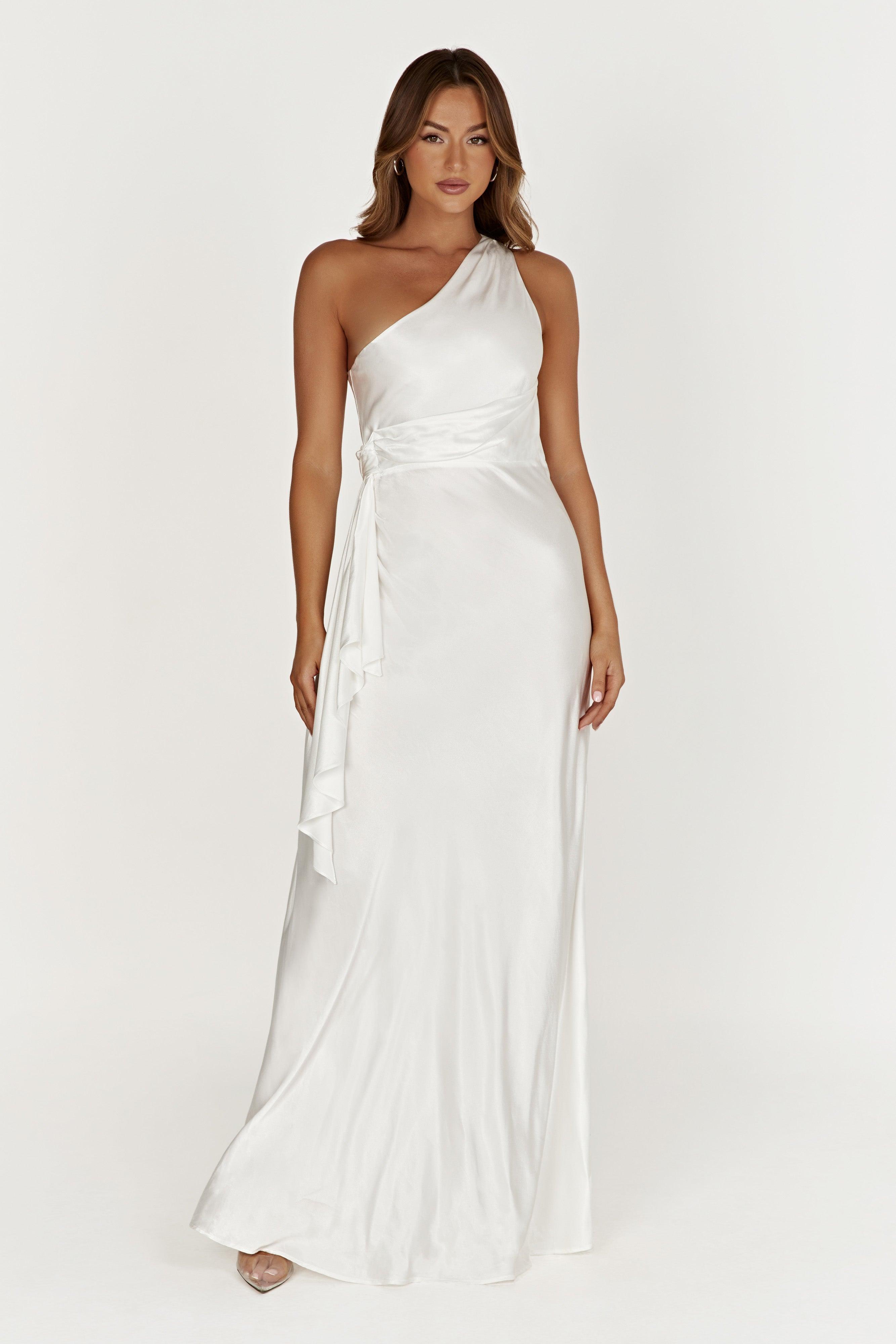 Calliope One Shoulder Maxi Dress - White Product Image