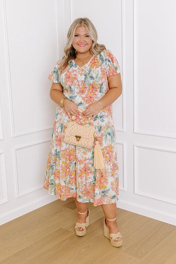 Sunny Sangria Floral Midi Dress in Mint Curves Product Image