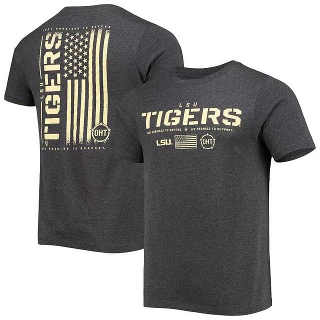 Mens Colosseum Heathered Black LSU Tigers OHT Military Appreciation Flag 2.0 T-Shirt Grey Product Image